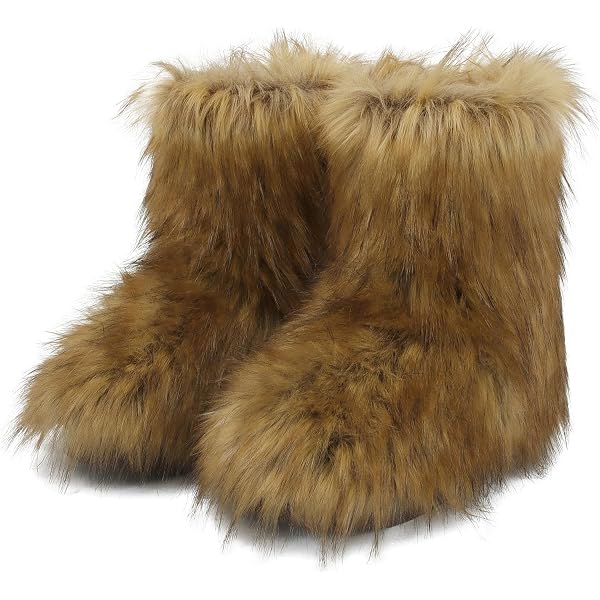 Amazon.com | YESBOR Women's Curly Faux Fur Snow Boots Fluffy Fuzzy